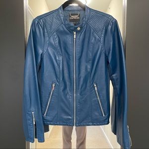 Express turquoise faux leather jacket, size L